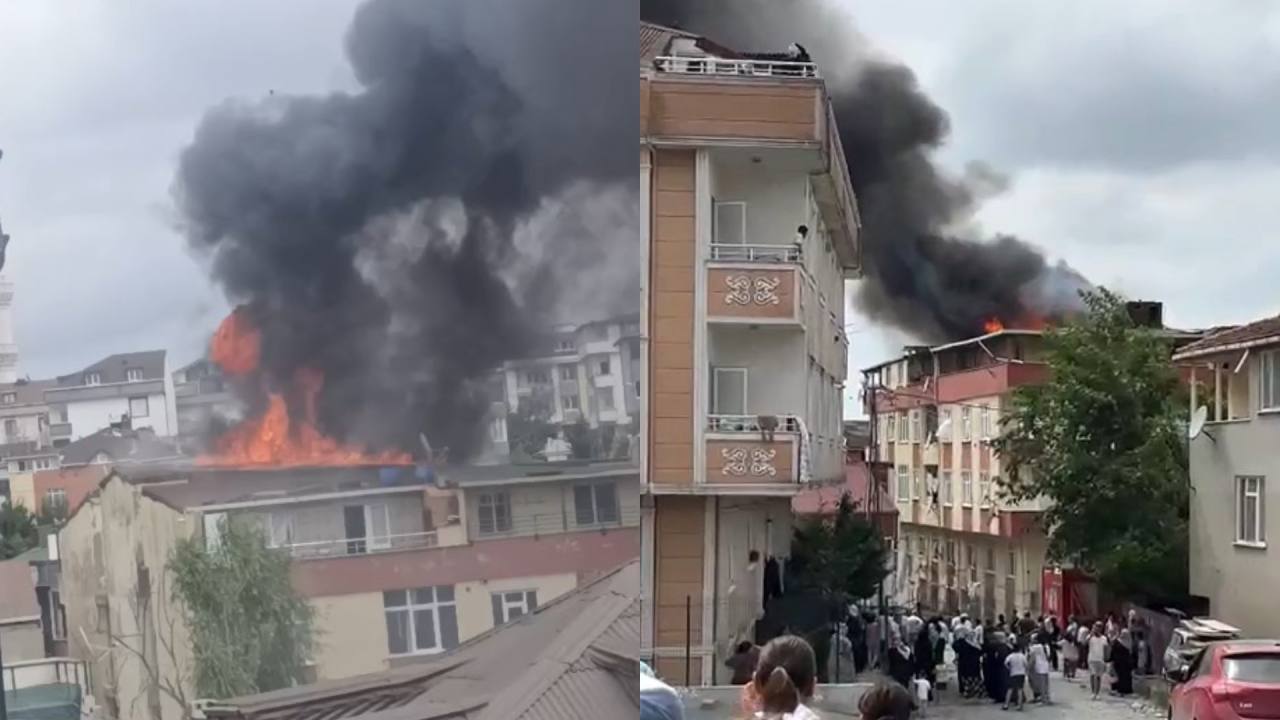 İstanbul’da 5 katlı binanın çatısında yangın